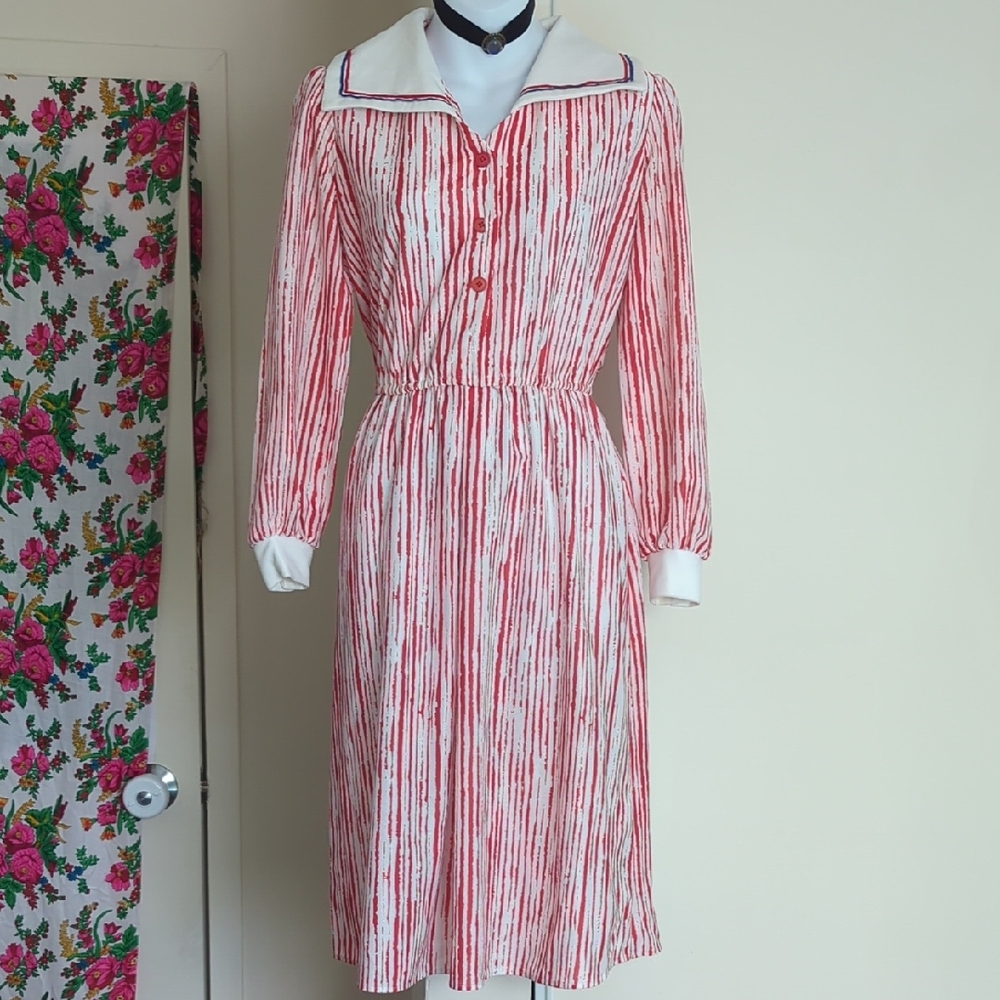 🍭Vintage Candy Stripe Sailor Collar Dress